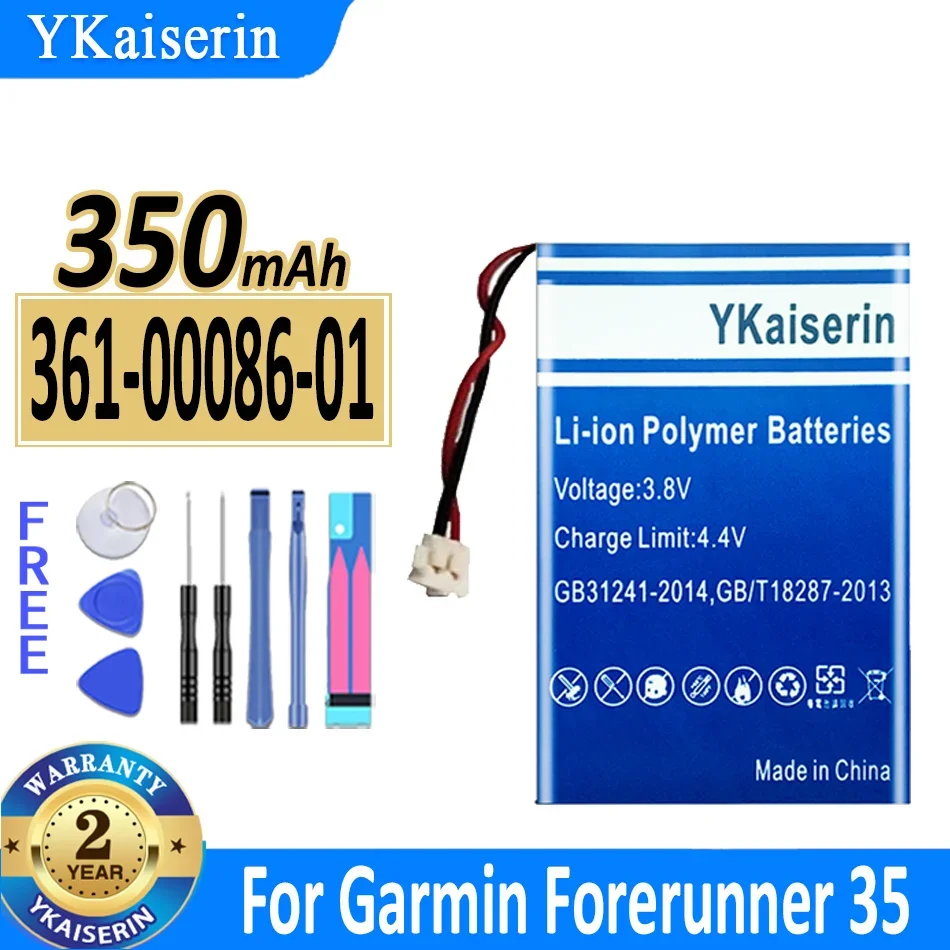 Batería YKaiserin de 350mAh, acumulador de 2 cables para Garmin Forerunner 35, 361, 00086, 235, 735