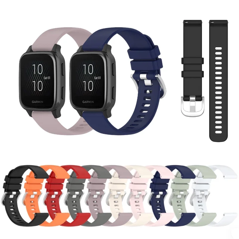 Correa de reloj inteligente de repuesto de silicona deportiva suave de 18/20/22mm para Garmin Vivoactive 3 4 4s 5 6 Venu SQ 2 Music Venu 2 2s 3 3s 2Plus