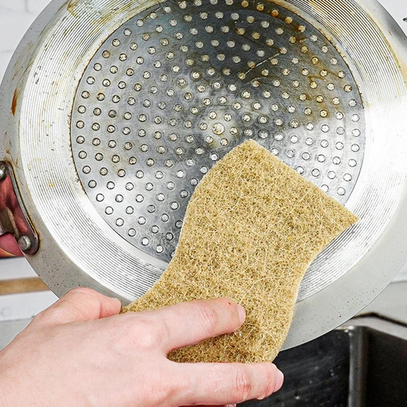 S Style Sisal Sponge Microfiber Eco-friendly Natural Sisal Fiber Sponge Kitchen Dish Washing Scouring Pad Pan Pot Cleaning Cloth