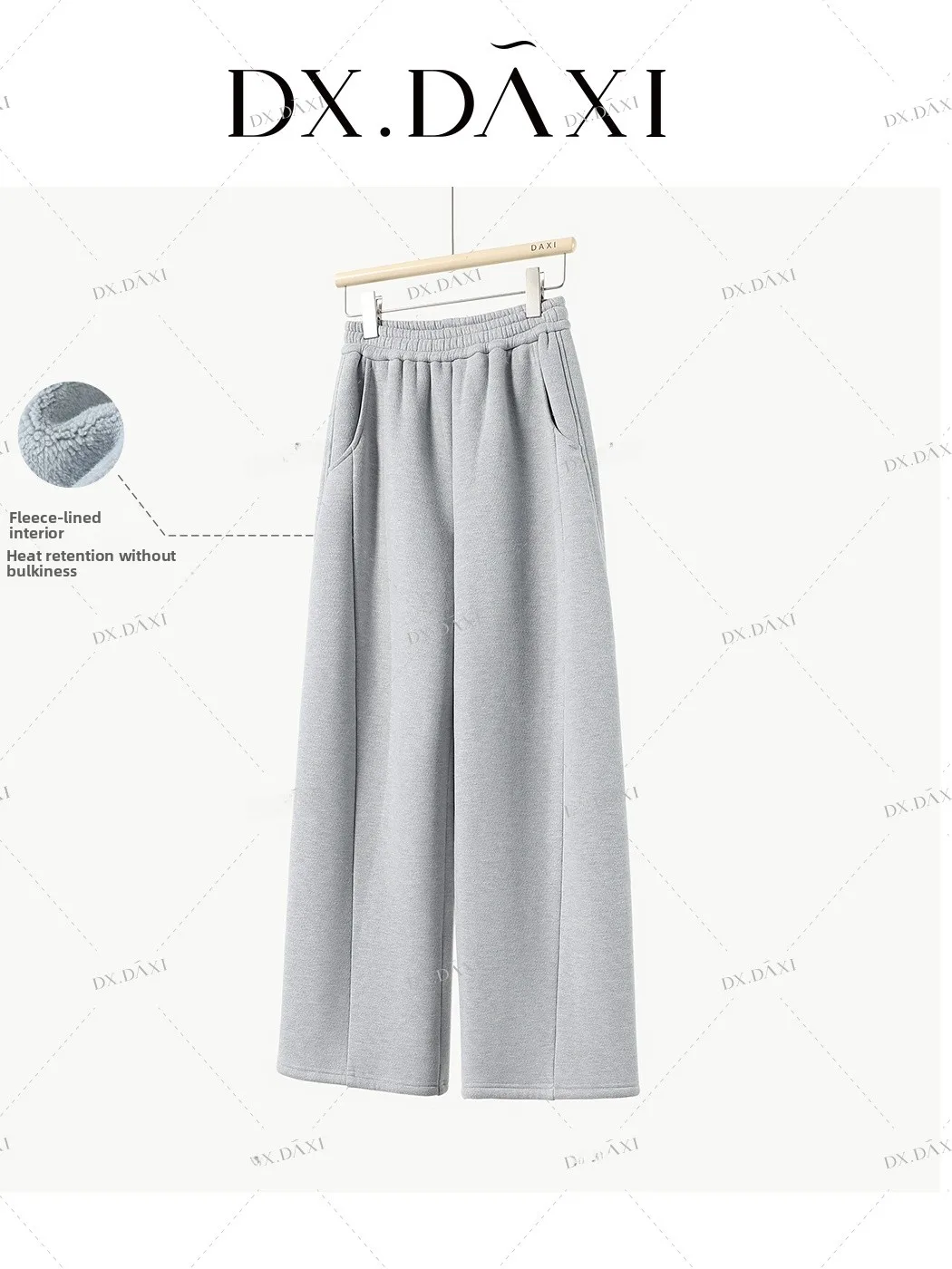 

High Waist Fce Lined Wide Leg Pants Women's Casual Loose Trousers Long Pants Winter New Sle Comfortable Cotton Blend