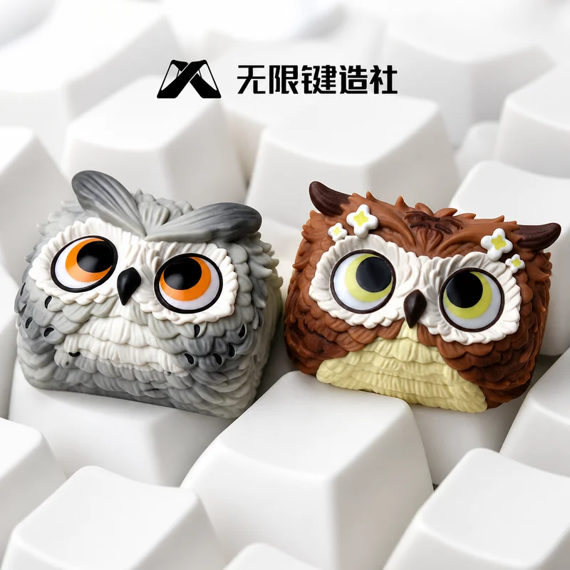 Kawaii Owl 1.5U Keycap Cartoon Personalized Resin ESC Keycap Suitable for Cross-Axis Mechanical Keyboards Fun Adult Holiday