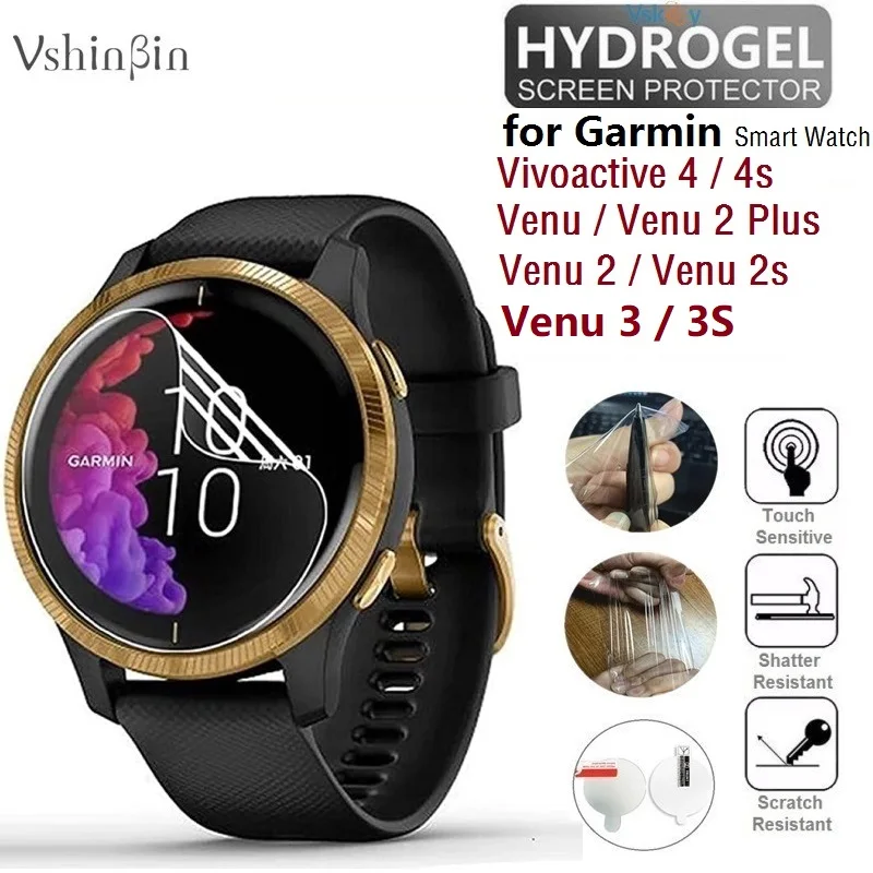 10PCS Soft TPU Hydrogel Film for Garmin Venu 2 Plus Venu 3 3S 2S Smart Watch HD Cllear Screen Protector for Vivoactive 4S 4