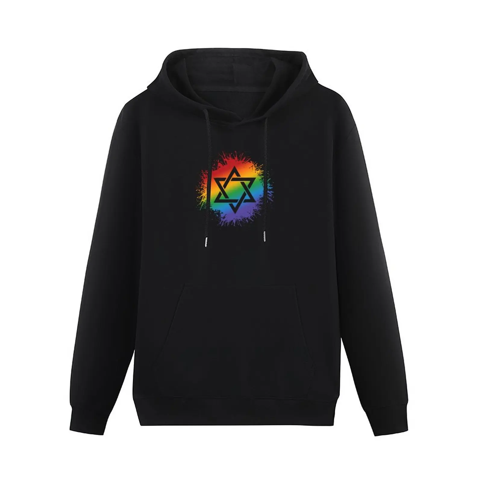 Paint Splatter LGBTQ Pride Rainbow Star of David Symbol Pullover Hoodie japanese style new in hoodies & sweat-shirt