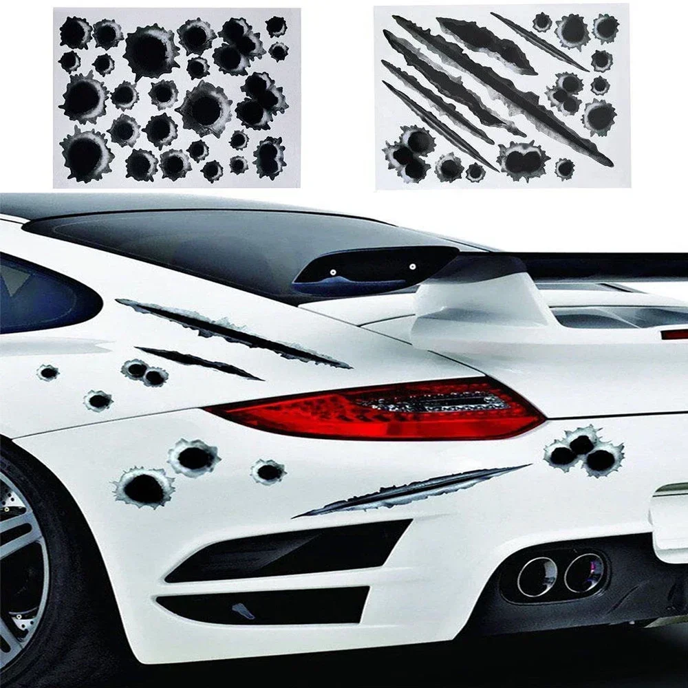 New Car Simulation Bullet Hole Scratch Car Waterproof Sticker FOR Suzuki SX4 SWIFT Alto Liane Grand Vitara