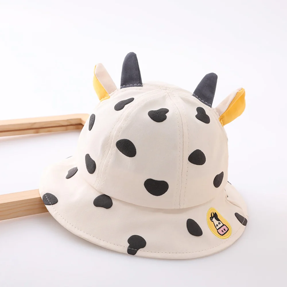 Kids Bucket Hats Korean Cow Shape Baby Cap Thin Trendy Boy Fashion Girl Cute Caps Fisherman Hat For Children 1-5 Years