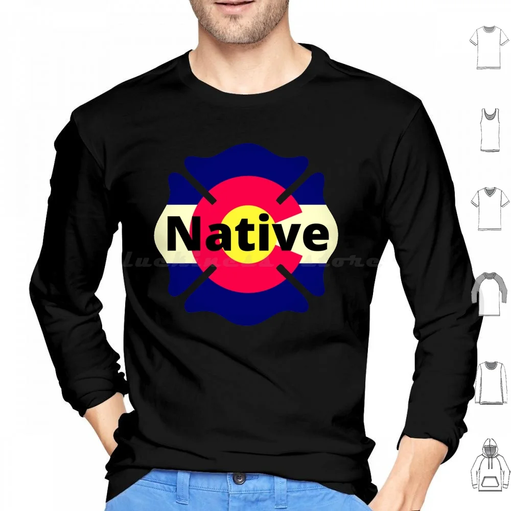 Colorado Native Maltese Cross Hoodie Cotton Long Sleeve Firefighter Fireman Fire Department Volunteer Firetruck First