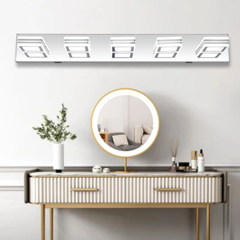 FENGSHUO LED Simplicity Modern Light 5-lights Acrylic Chrome Makeup Mirror Light Fixtures Chrome Bathroom Lighting Over Mirror