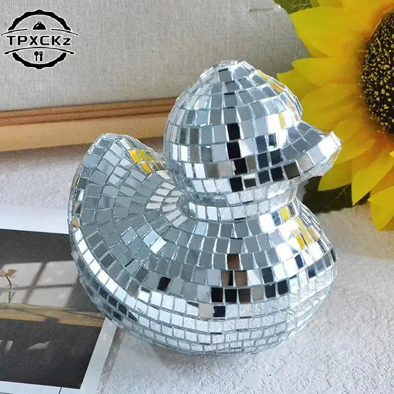 Duck Mirror Glass Decoration Creative Art Eye Catching Sculpture for Disco Themed Party Bar Modern Christmas Tree Decoration