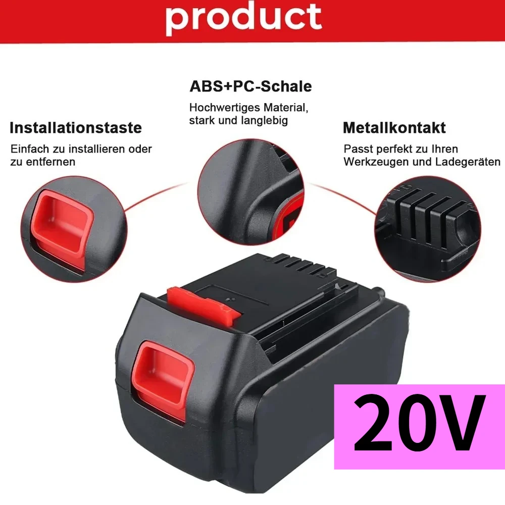 

20V Power Tool Battery 10000mAh Li-ion Rechargeable Battery Replacement for Black&Decker LB20 LBX20 LBXR20