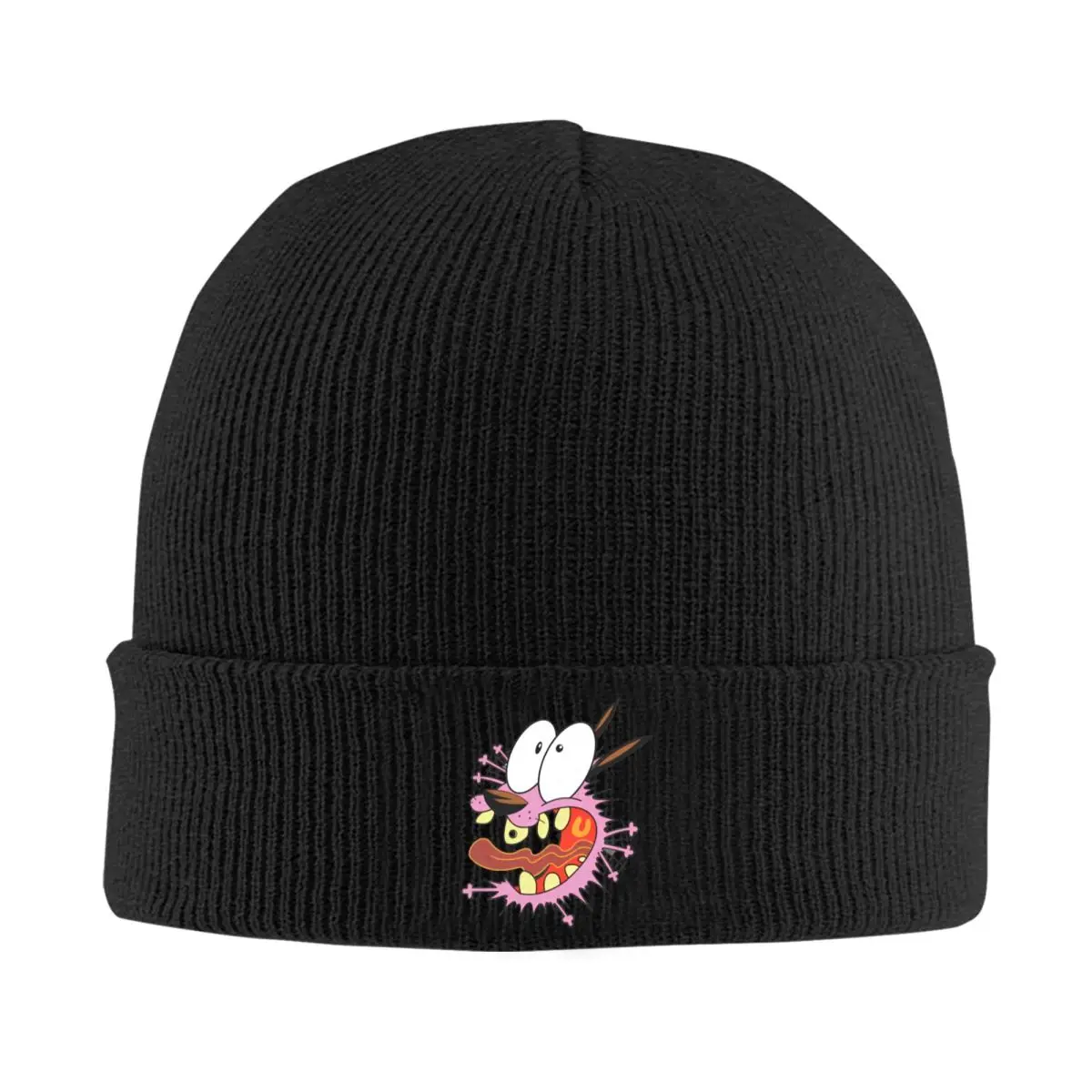 Cowardly Dog ความกล้าหาญ Shocked Beanie หมวก Y2K Cool หมวกหญิงกลางแจ้ง Skullies Beanies ฤดูใบไม้ร่วงที่กําหนดเองความร้อนยืดหยุ่น Beanie หมวก