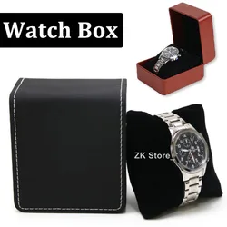 Watch Box Storage Organizer Pillow PU Leather Wristwatch Display Case Case Black Brown Single Watch Gift Box for Men Women Tools