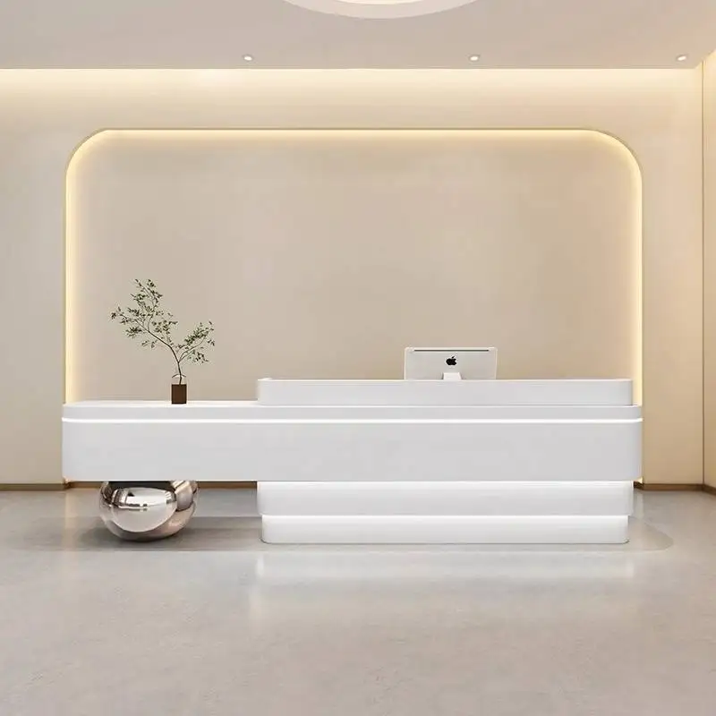 

Silver White Reception Desks Checkout Storage Luxury Modern Reception Desks Classic Corner Recepcion Mostrador Office Furniture