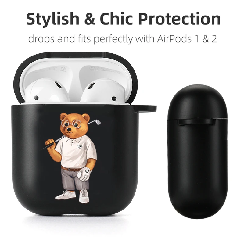 Moda bonito dos desenhos animados urso silicone caso para apple airpods 3 2 1 casos bluetooth fone de ouvido capa para airpods pro 3 preto capa saco