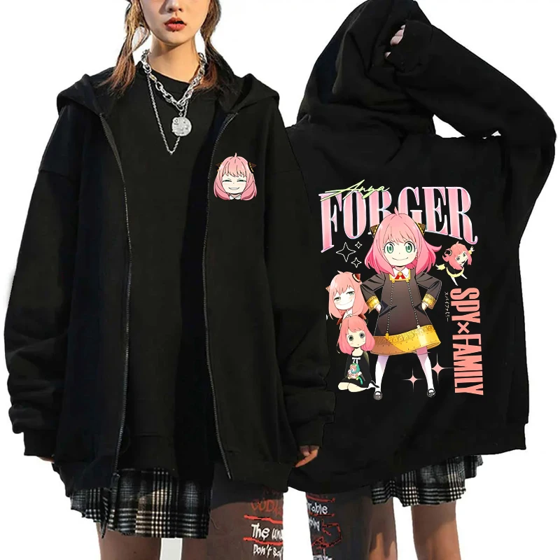 New Anime Anya Forger Printed Zipper Hooded Fashion Women Men Zip Sweatshirt Casual Sport Hoodie Long Sleeve Top