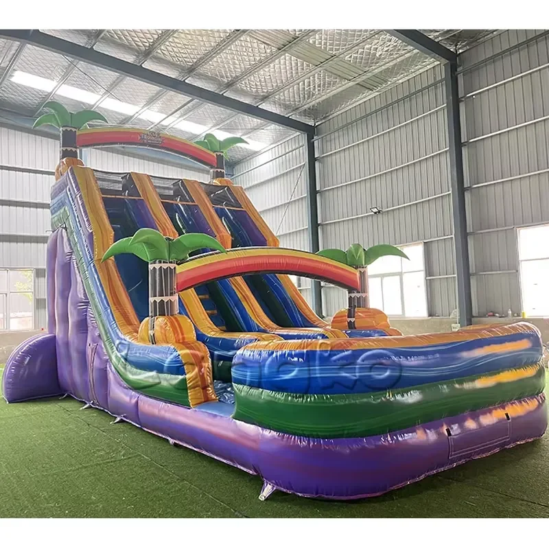 Commercial Double Water Slide Waterside Inflatable Large Swimming Pool Outdoor Inflatable Slide for Adults