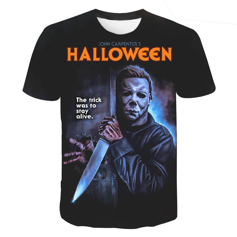 Michael Myers T-Shirts Halloween Horror Movie 3D Print Men Women Casual T Shirt Oversized Harajuku Y2k Tops Tees Kids Clothing