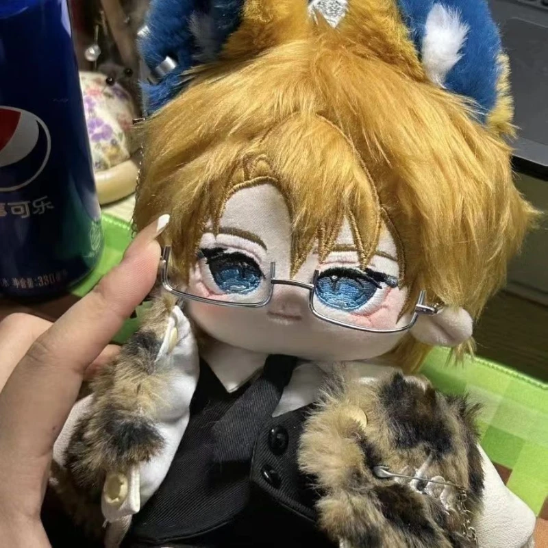 20cm Japan Anime Alfred F. Jones Kawaii Cosplay Cotton Doll Body Ears Tail Set With Skeleton Soft Plushies Toy Figures Fans Gift