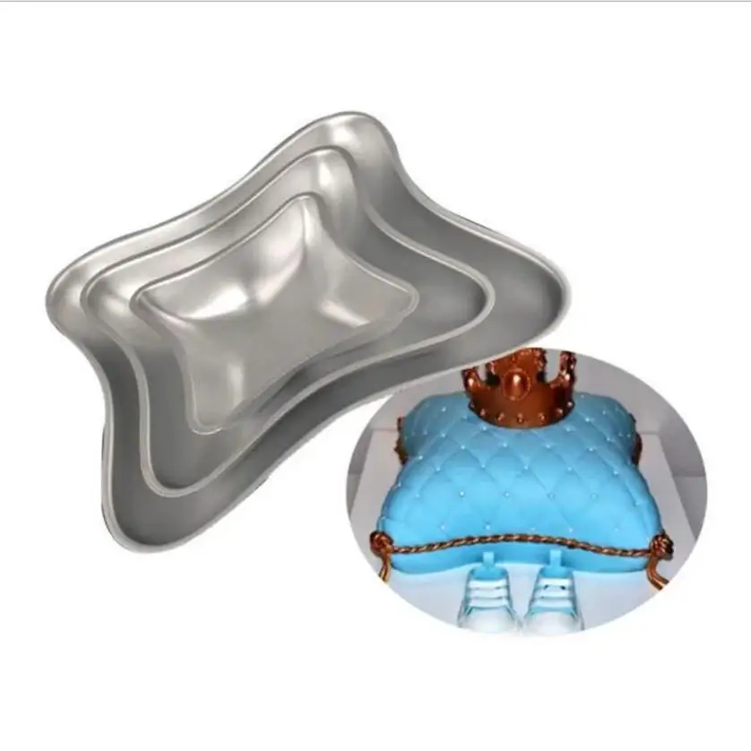 

Creative 3 Pcs/Set DIY Sugar Flipping Wedding Cake Pillow Design Three Piece Cake Mold Aluminum Alloy Baking Tray Home Supplies