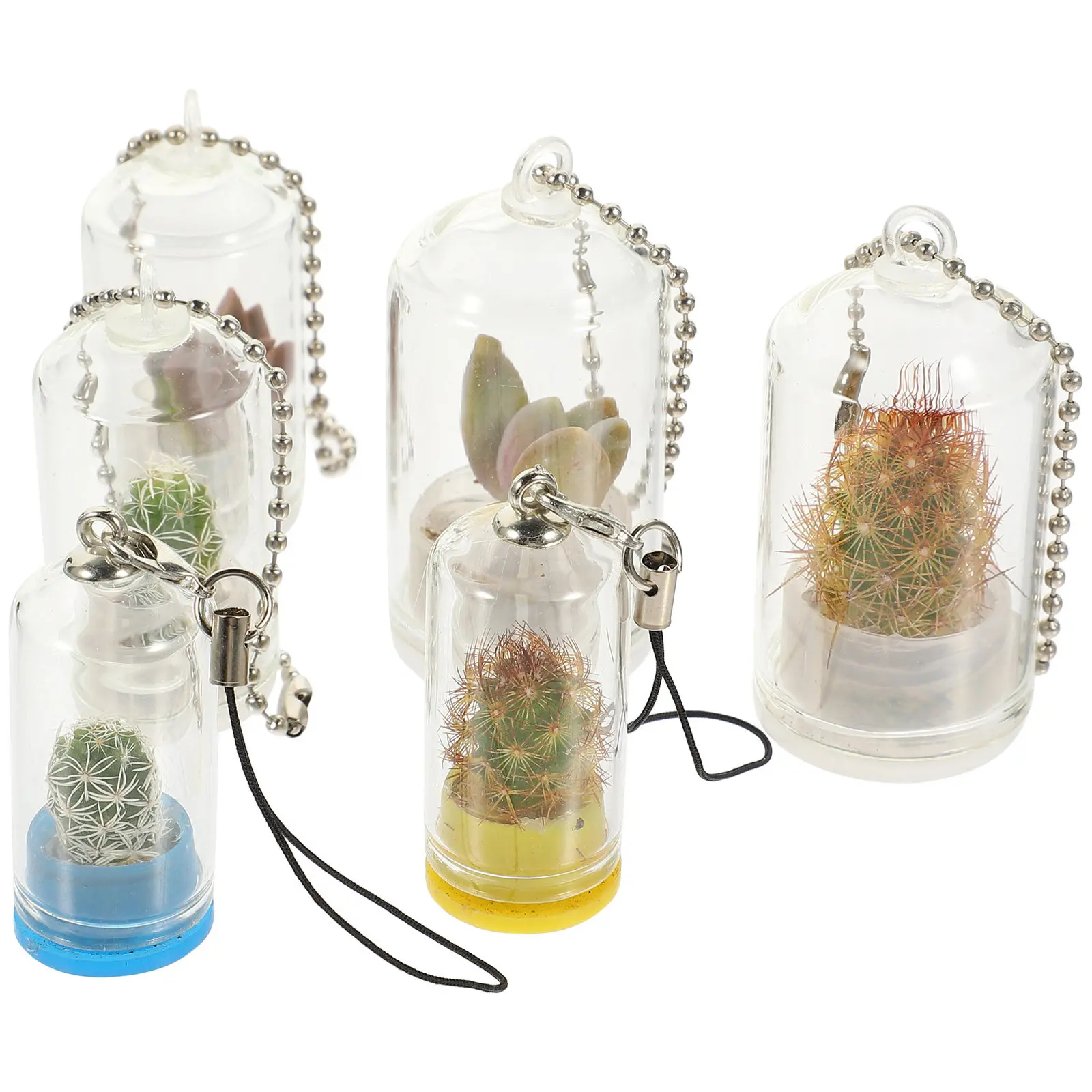

Набор из 6 миниатюрных стеклянных ваз-брелоков для выращивания растений, подвесные мини-террариумы для аэроплантов, декор для микрорастений