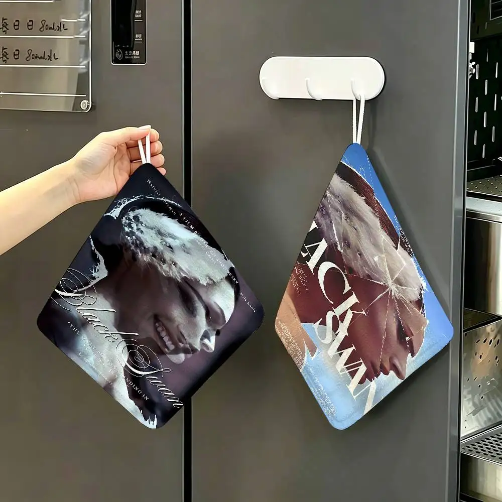 Movie B-Black Swan  Polyester Cotton Hanging Kitchen Towel, Absorbent Hand Wiping Cloth for Daily Cleaning Drying