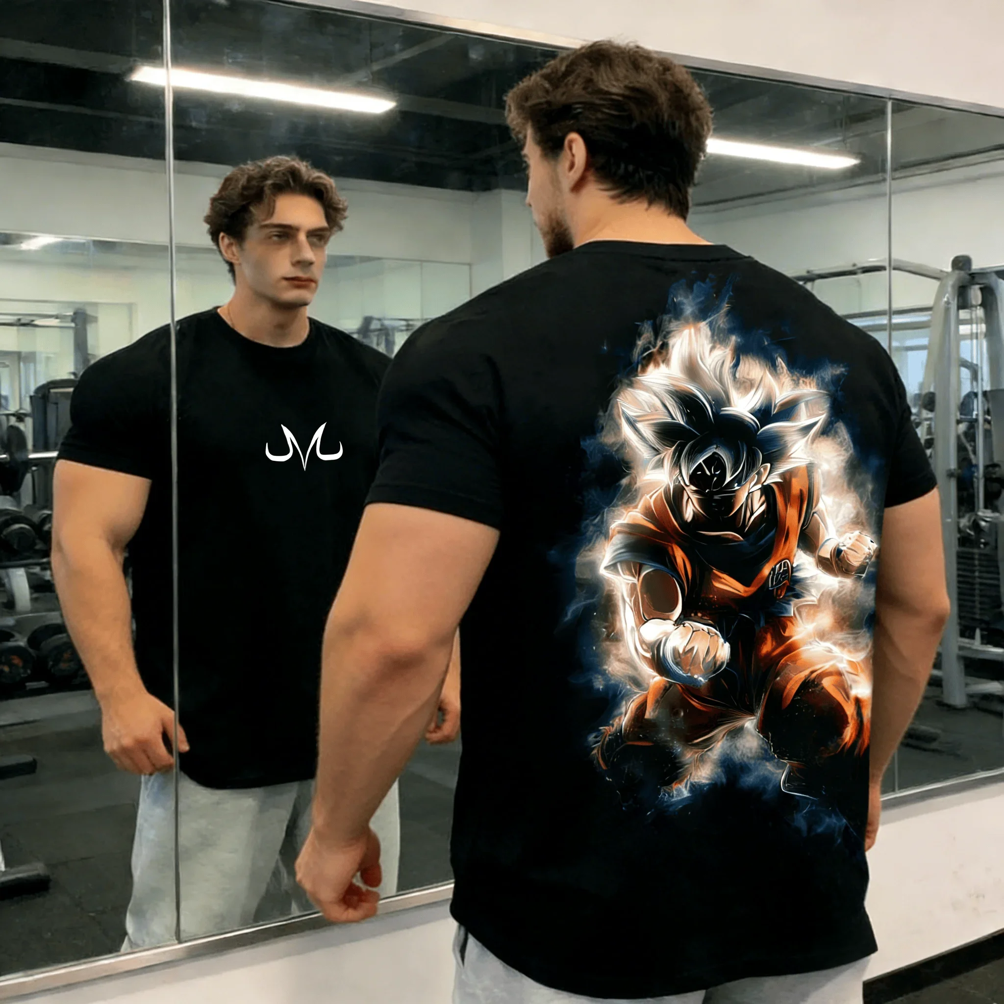 

2026 Dragon Ball Goku Majin Symbol Double Sided Print Cotton Oversized T-Shirt Unisex Casual Anime Top for Men Women