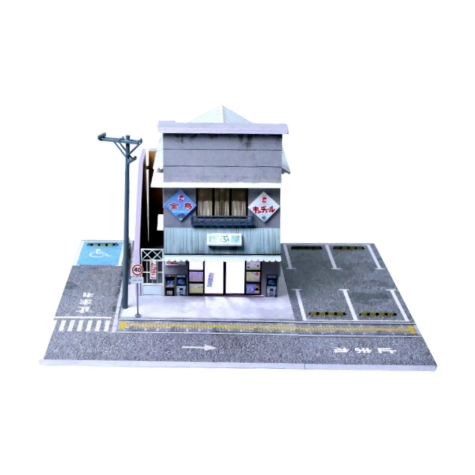 

1/64 Scenery Diorama Parking Lot with Light Ornament Photo Props Candy House Diorama Scenery Mini Building Model Background