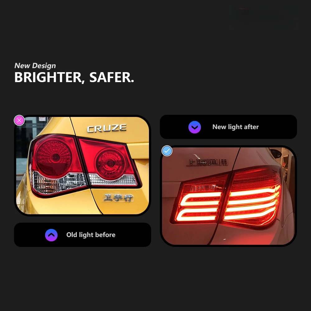 Car Tail Lights for 09-14 Chevy Cruze, Mercedes Style Rear Lamp Assembly, High Brightness, Easy Installation, Durable Car Light