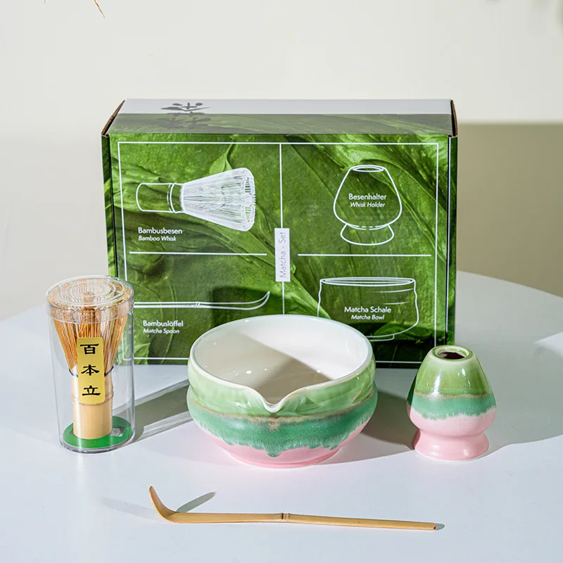 4/8PCS Japanese Matcha Blender Set with Bamboo Whisk Matcha Brush Teaspoon Kiln for Beverage Shop Tea-Making Tools
