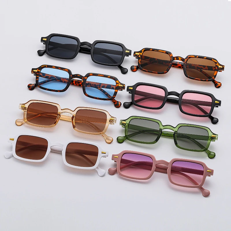 8pcs/set Luxurious Rectangle Sunglasses Women Oval Vintage Square Sun Glasses Men Shades Female Eyewear Anti-glare