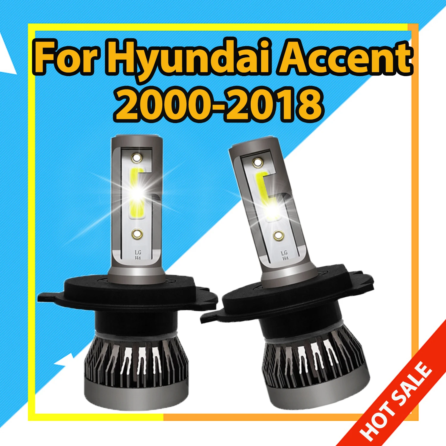 

H4 LED Headlight Conversion Kit Bulbs For Hyundai Accent 2000-2018 Hi/Lo Beam Auto Car Part Light Bulbs Highlight COB Chips