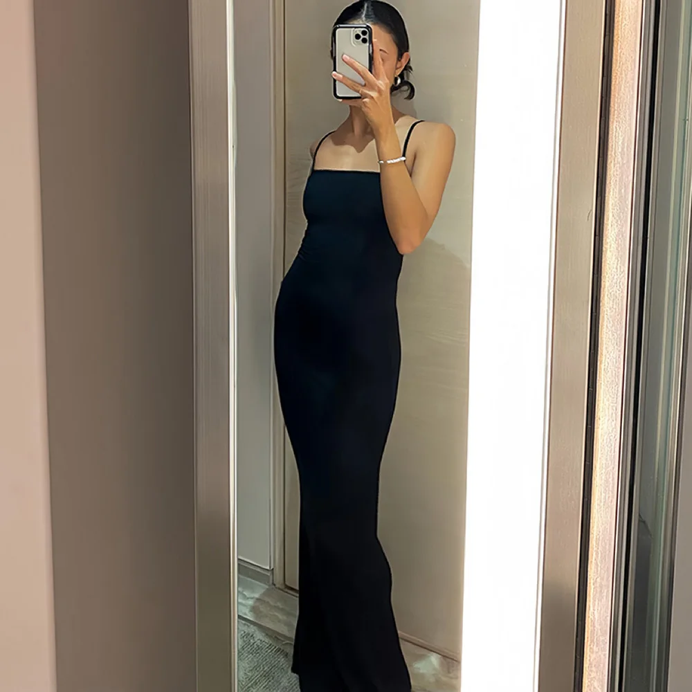 Robe Longue Décontractée pour Femme, Tenue Sexy, Slim, Élégante, Dos aux, B343