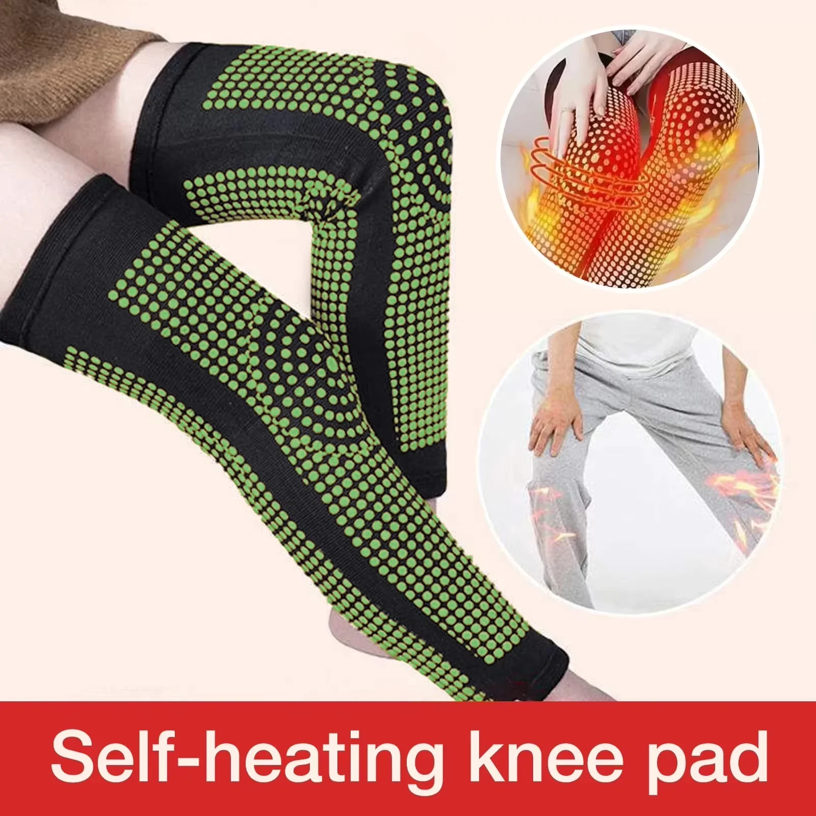 คู่ Dot เครื่องทําความร้อนเข่า Pads BRACE กีฬา Kneepad Tourmaline เข่าสนับสนุนสําหรับโรคข้ออักเสบบรรเทาอาการปวดข้อ Recovery Unisex