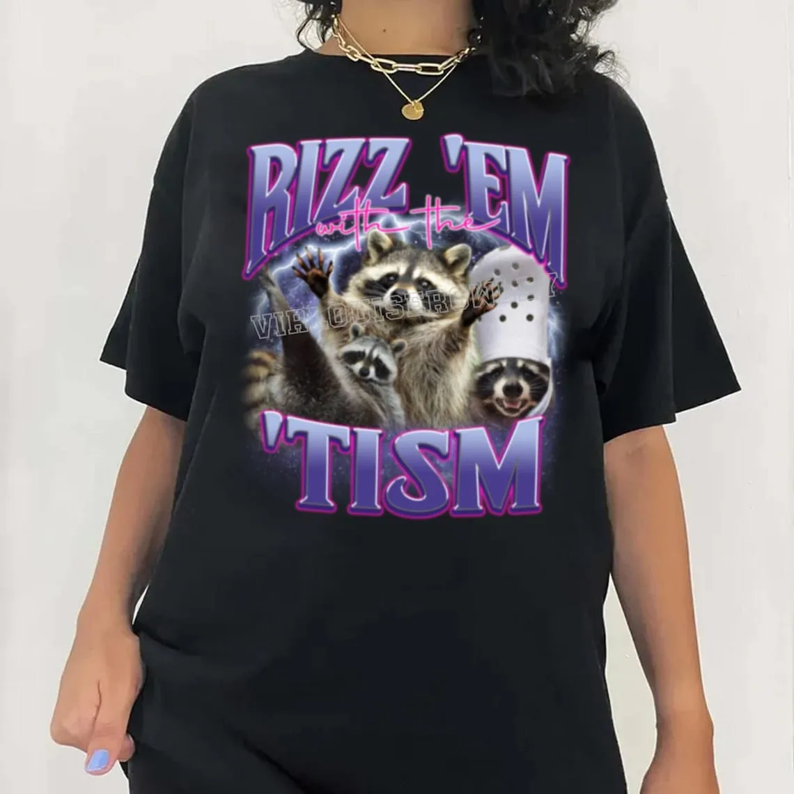 Autism Funny Rizz Em With The Tism Meme Autist Opossum T-Shirt