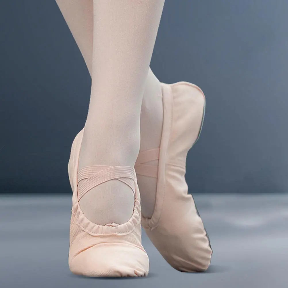 1Pair Ballet Slippers Children Breathable Ballet Dance Shoes Elastic Cross Band Anti Slip Sole for Yoga Folk Jazz Dance