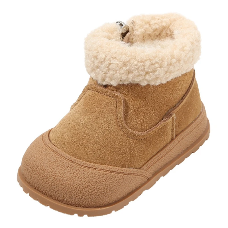 Genuine Leather Baby Shoes Toddler Snow Boots New Boy Suede Warm Barefoot Rubber Shoe Girls Outdoor Winter Shoes Fashion Walkers