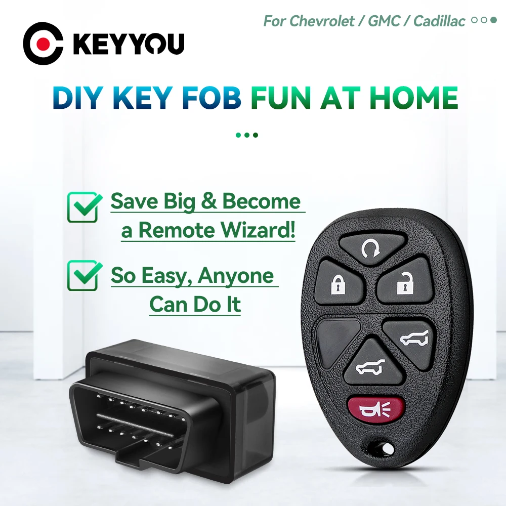 KEYYOU 6 Buttons 315Mhz OBD Programmer Remote Key For Chevrolet Tahoe Traverse GMC Yukon 2007-2014 Cadillac Escalade OUC60270