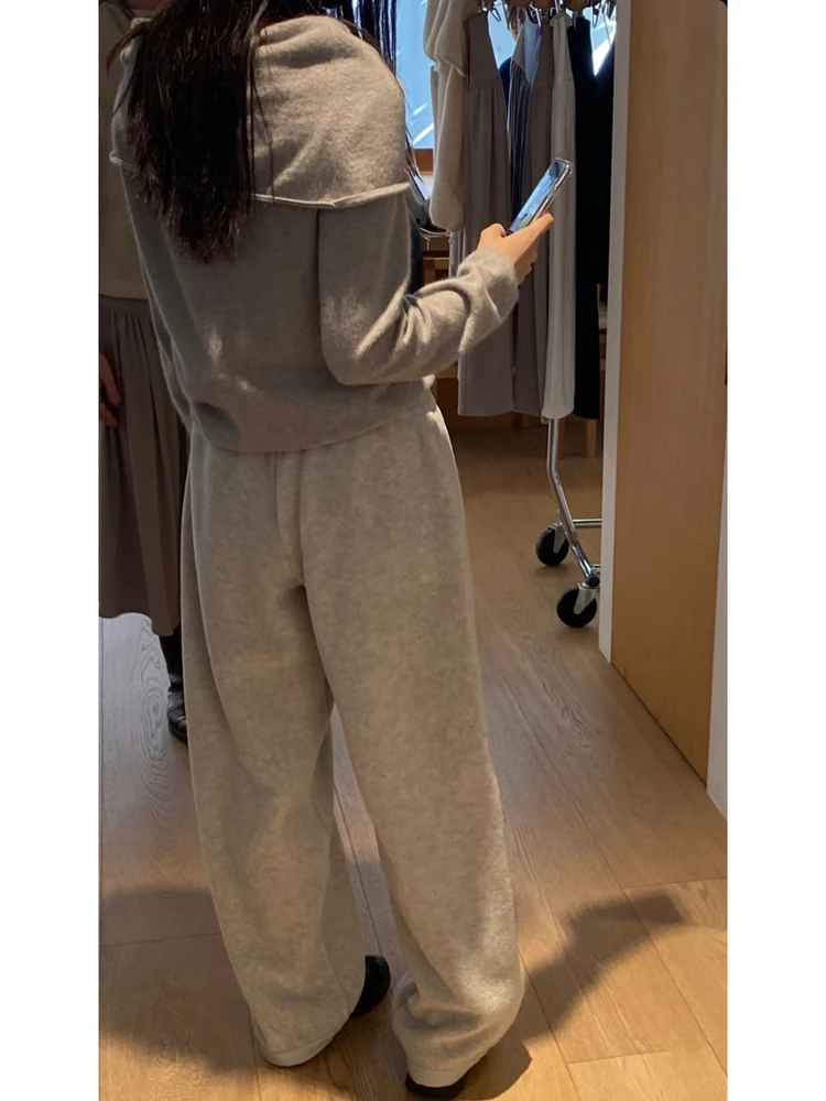   بنطال رياضي شتوي Fce مع حروف مطرزة، متعدد الاستخدامات، فضفاض، مقاس l، سروال طويل مستقيم الساق للنساء