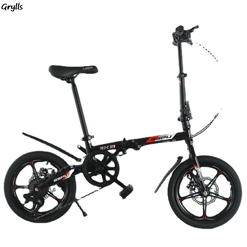 Grylls neues Mini-Faltrad kleines Fahrrad männliche und weibliche Studenten tragbare ultraleichte Scheiben bremsen mit variabler Geschwindigkeit heiß