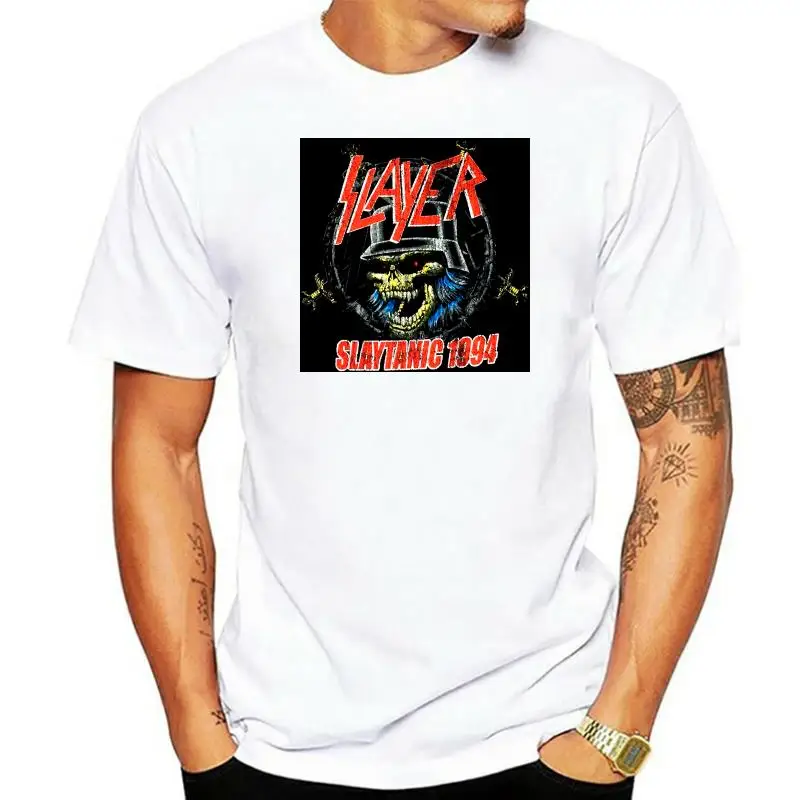 Slayer Slaytanic Skull Mens Black T Shirt New Official Band Merch  O-Neck Sunlight Men T-Shirt Top Tee Breathable