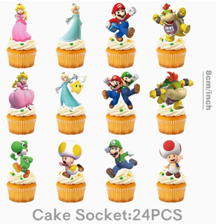Mario Complete Birthday Party Supplies Set Galaxy Mario Themed Decor Kit with Banner Balloons Tableware Cake Toppers for Kids image 3