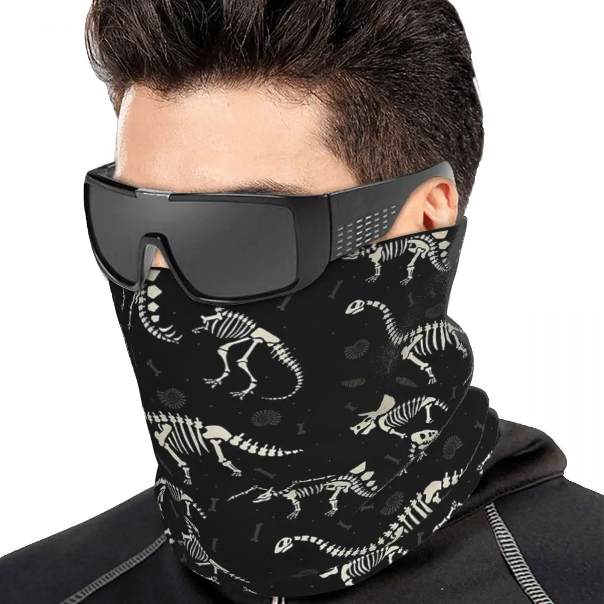 Dinosaur Fossils In Black Bandana Neck Cover Printed Mask Scarf Running Headband Unisex Adult Winter