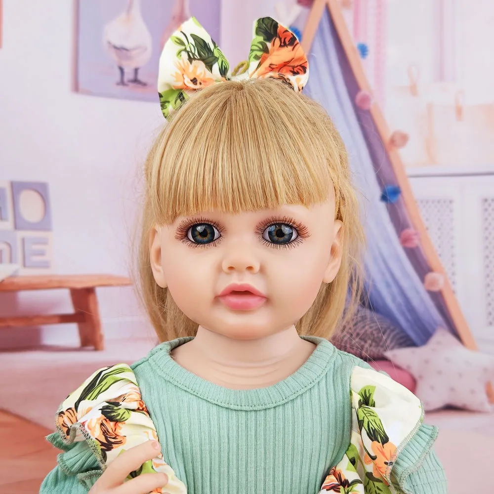 Muñeca Reborn de pelo largo marrón, 55cm, cuerpo completo de vinilo, lavable, simulación de niña, princesa Dudu, regalo de compañía para niños, 1 Uds.