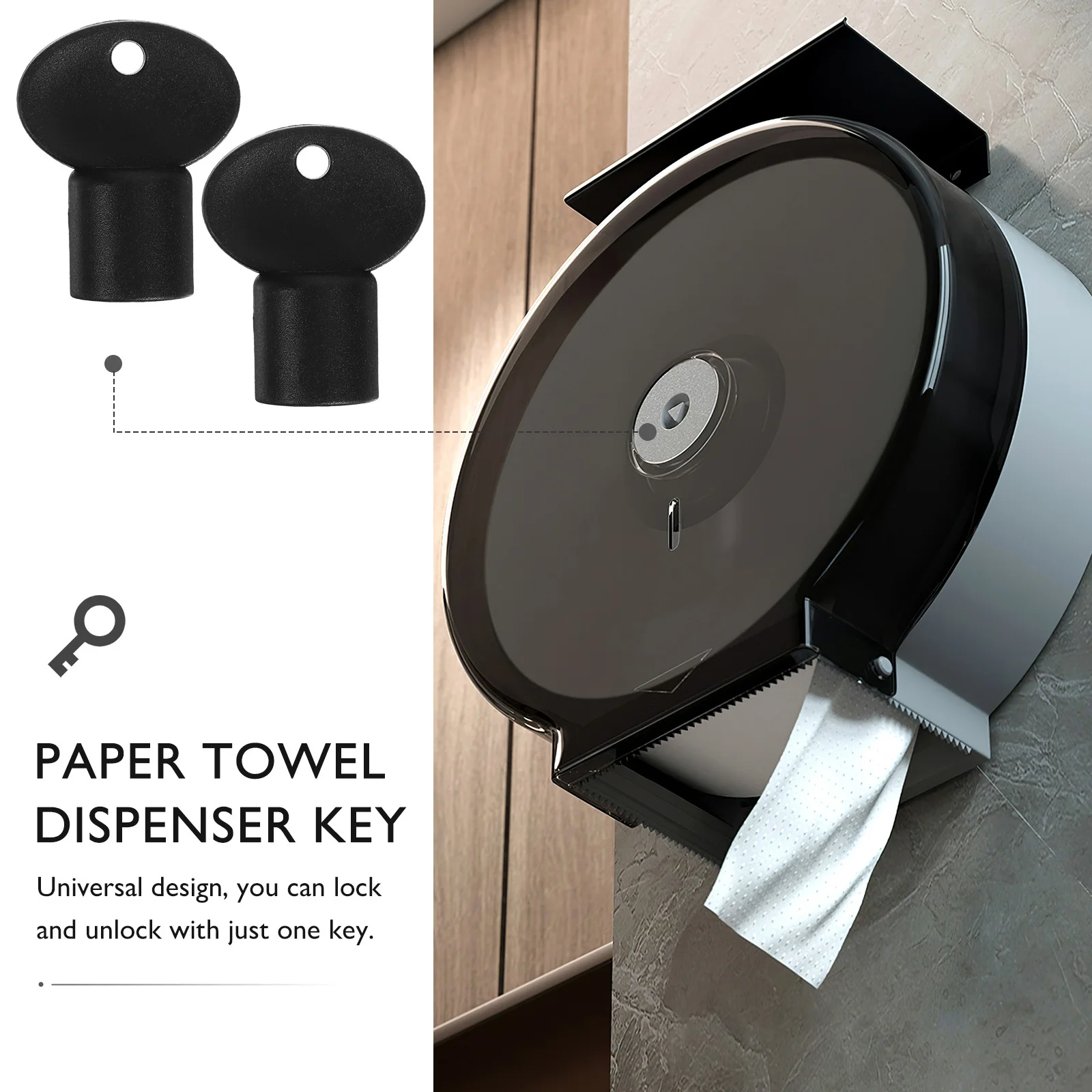 

2Pcs Paper Towel Dispenser Key Plastic Replacement Commercial Toilet Paper Roll Dispenser Key Set for Office Home