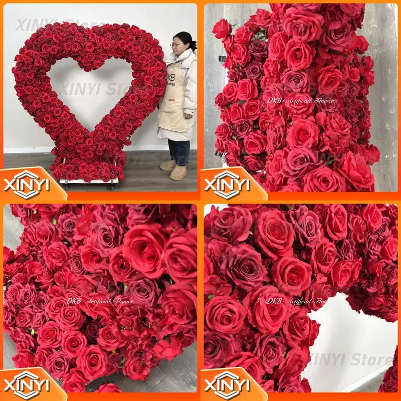 Wholesale Custom Wedding Flower Arch for Heart Shaped Red Artificial Flower Arch for Wedding Decoration Party Backdrop Event