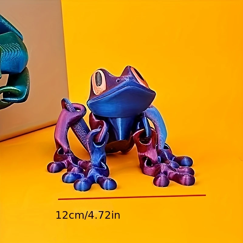تمثال ضفدع مغناطيسي مطبوع ثلاثي الأبعاد مع وصلات متحركة - ديكور بلاستيكي على طراز الرسوم المتحركة للثلاجة وغرفة النوم وغرفة المعيشة وديكور المنزل