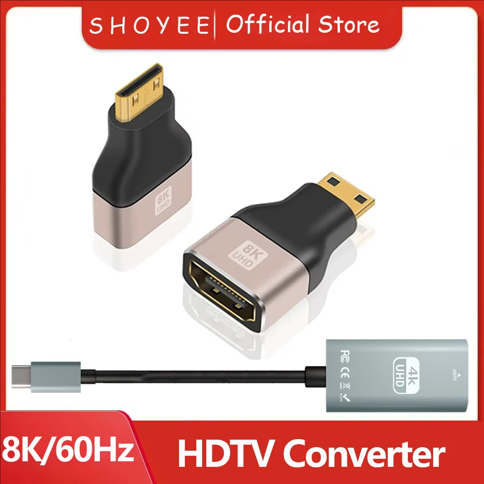 HDMI-Compatible Adapter Type C Micro/Mini HDMI To HDMI Adapter 8K 60Hz 4K HDMI Converter For HDTV Laptop PS5