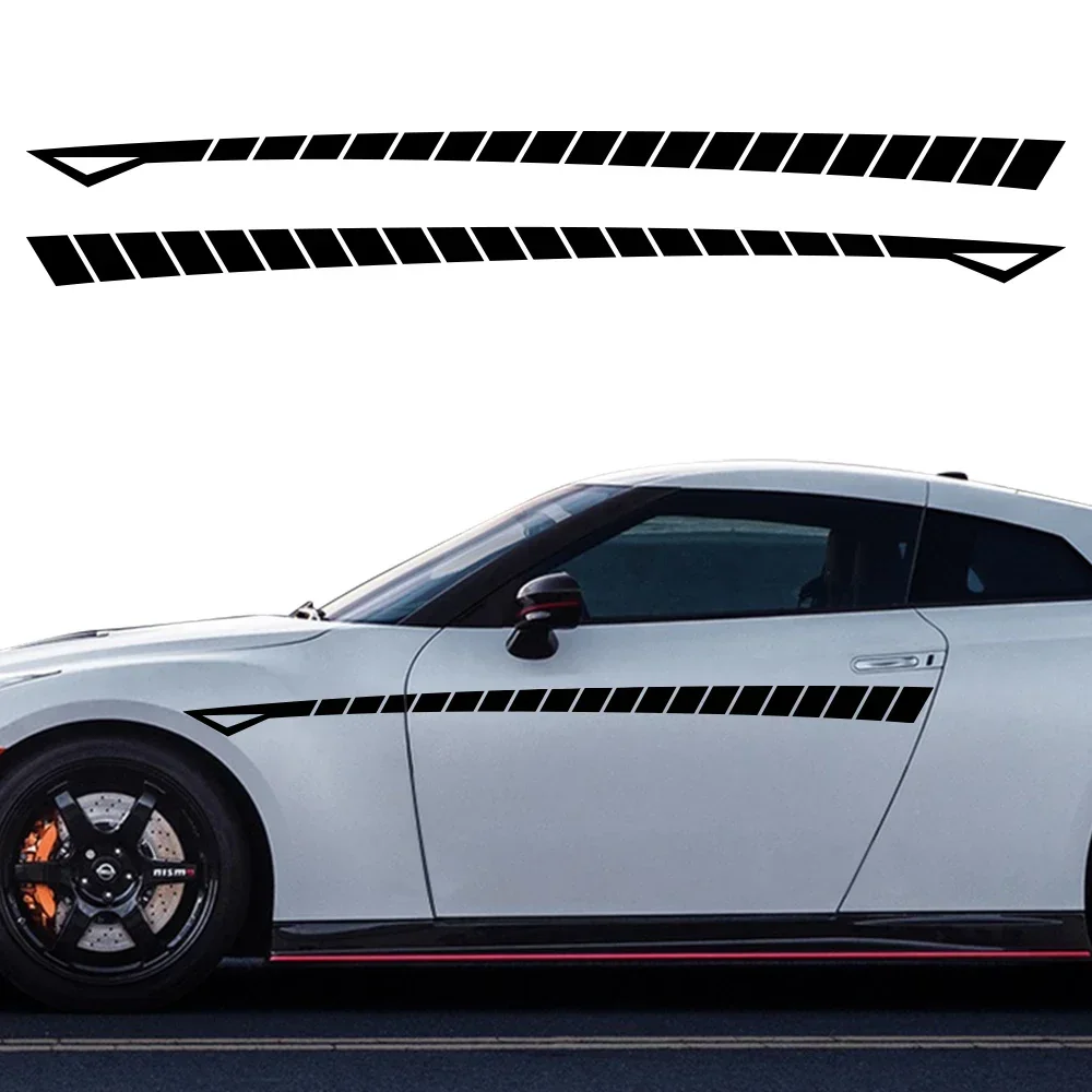 

2PCS Car Side Skirt Stickers Long Stripe Decals Waterproof Auto Vinyl Film Wrap Stickers DIY Car Tuning Decoration Accessories
