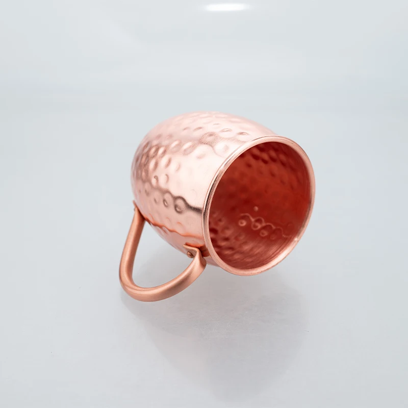 كوب بغل موسكو من النحاس النقي 350 مل - كوب نحاسي مصنوع يدويًا للكوكتيلات والموخيتوس والويسكي والبيرة - لمسة نهائية كلاسيكية مطروقة