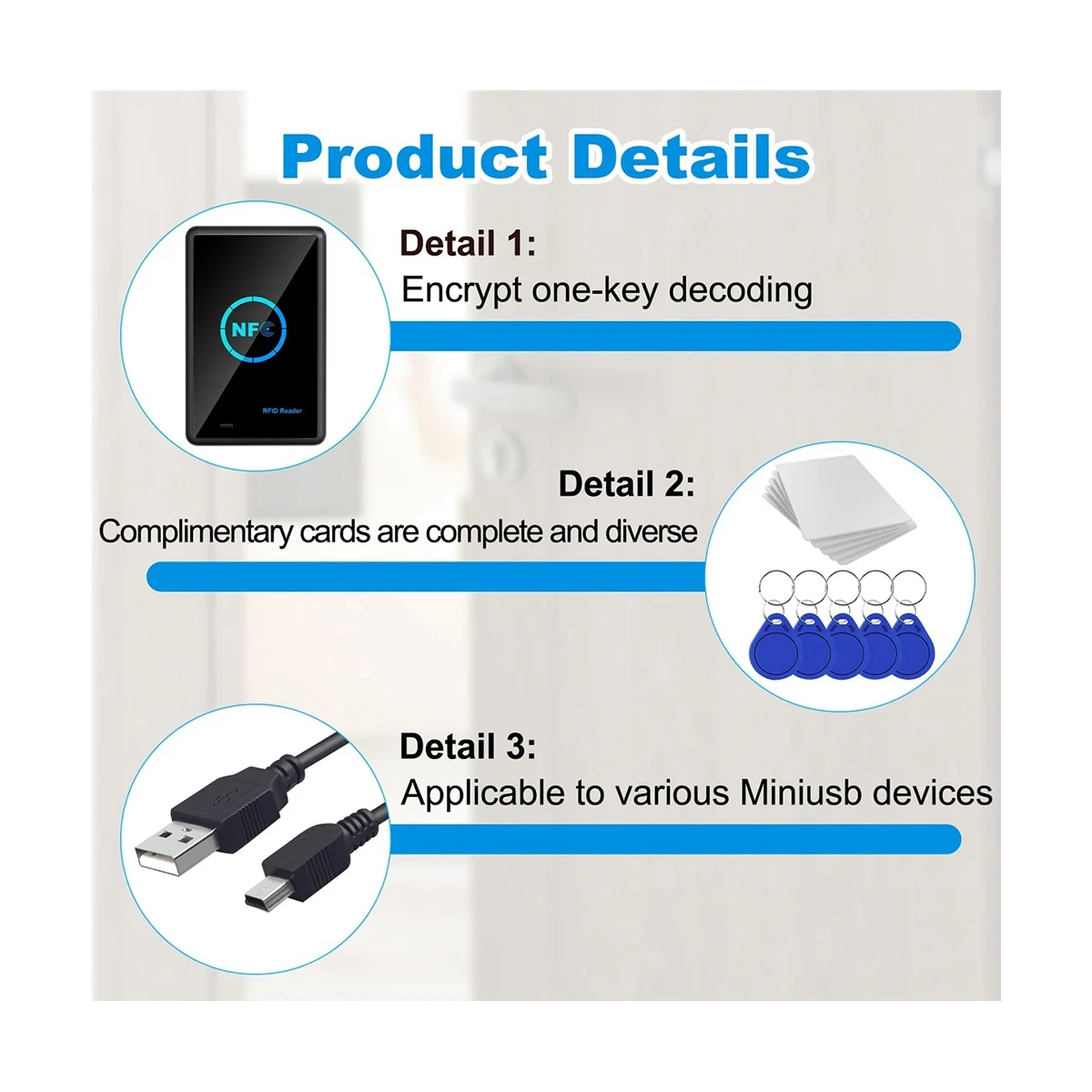 Imagem -04 - Leitor de Cartão Inteligente Nfc Rfid Copiadora Duplicadora 13.56khz Key Fob Gravador 13.56mhz Programador Criptografado Usb Uid T5577