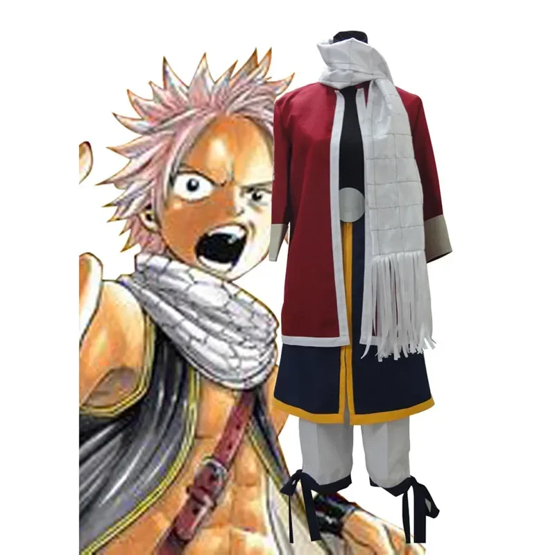 

Fairy Tail Natsu Dragneel Halloween Cosplay Costume Red Coat Halloween